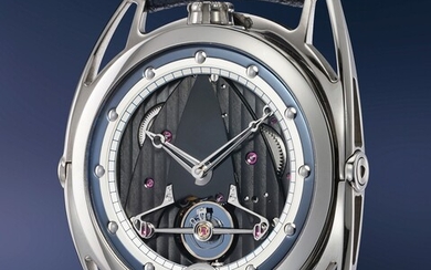 De Bethune, Ref. DB28TIS8C3PN A beautiful and cutting edge titanium wristwatch with exposed balance wheel, power reserve, torque indicator, spherical moonphase display, certificate of origin and presentation box