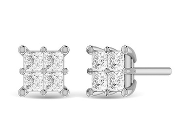 Diamond 1/3 Ct.Tw. Princess Cut Fashion Earrings in 14K White Gold