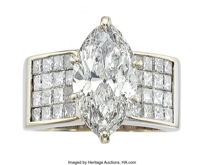 Diamond, White Gold Ring Stones: Marquise-shaped