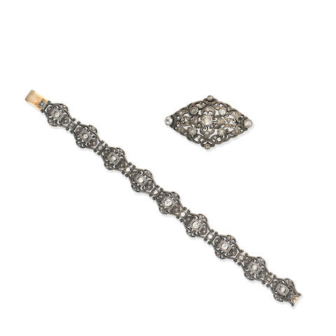 Diamond bracelet and brooch