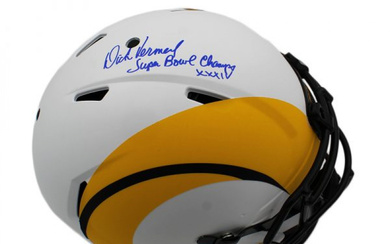 Dick Vermeil Signed Rams Full-Size Authentic On-Field Lunar Eclipse Alternate Speed Helmet Inscribed "Super Bowl Champs XXXIV" (Vermeil)