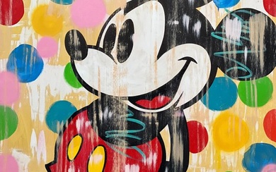Dillon Boy (1979) - Original DBoy Mickey Mouse Pop Art Painting vs The Currency Graffiti Damien Hirst Spot Dots x No