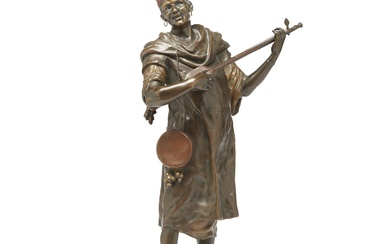 ÉMILE LOUIS PICAULT (1833-1915) LE JOUEUR DE LUTH THE LUTE PLAYER Épreuve en bronze à...