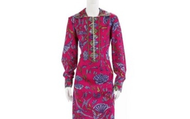 Emilio Pucci, Butterfly printed cotton midi dress with collar.