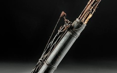 Early 20th C. Naga Bamboo & Rattan Arrows & Quiver
