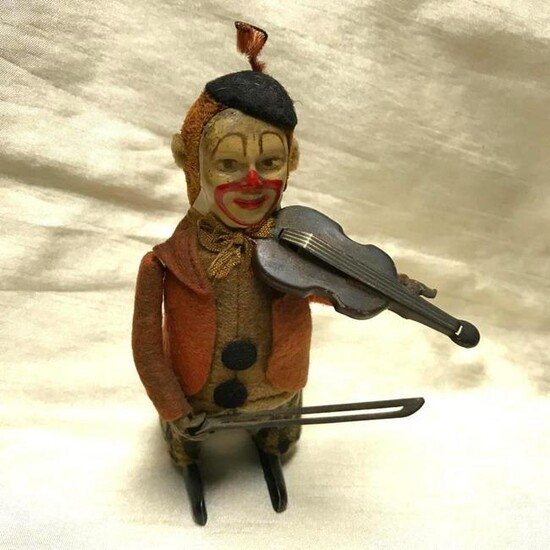 Early 20th Century Schuco Wind Up Clown & Violin
