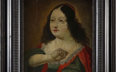 École française vers 1700, Portrait allégorique (probablement Lucrèce repeint en portrait de femme) Huile sur...