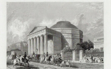 Edward John Roberts Coliseum, Regents Park c. 1830 Engraving Signed