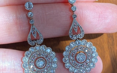 Edwardian 3.3 Carat Diamond and 18K Gold Drop Earrings