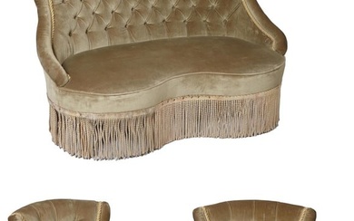 Edwardian Style Slipper Seating Group, late 19th c., Settee- H.- 33 in., W.- 50 in., D.- 28 in.; Cha