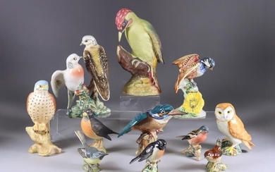 Eleven Beswick Pottery Bird Models, including - pair of...