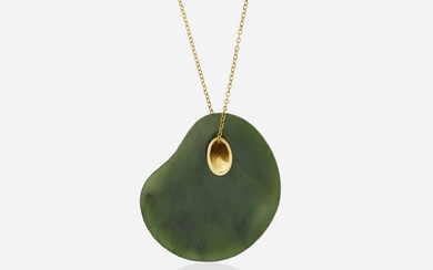 Elsa Peretti for Tiffany & Co. 'Touchstone' nephrite jade and gold necklace