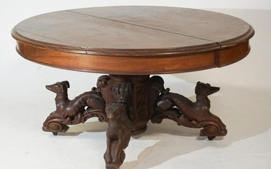 English Carved Mahogany Sporting Breakfast Table