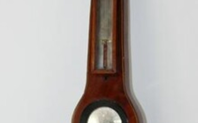 English wheel form barometer in mahogany