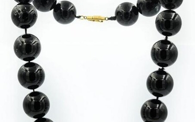 Estate 1970's Yellow Gold and Onyx Necklace