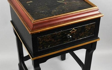 Ethan Allen Attrib. Chinoiserie Side Table w/ Drawer