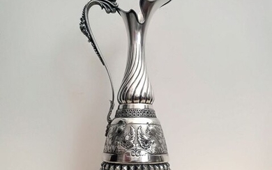 Ewer, Large richly worked pourer (1) - .800 silver - Italy - Second half 20th century