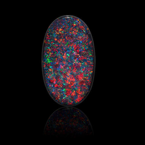Exceptional Double-Sided Black Opal with Red Pinfire