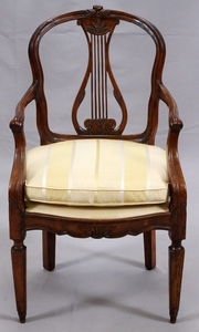FRENCH CARVED WOOD OPEN ARM CHAIR 36 21 23