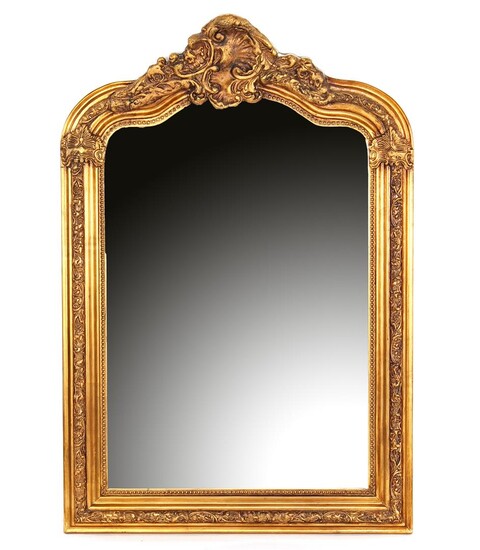 (-), Faceted mirror in a gold-coloured frame with...