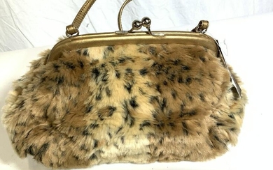 Faux Fur Animal Print Handbag, NWT