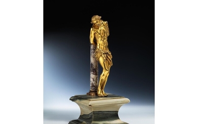 Feuervergoldete Bronzefigur, Christus an der Martersäule