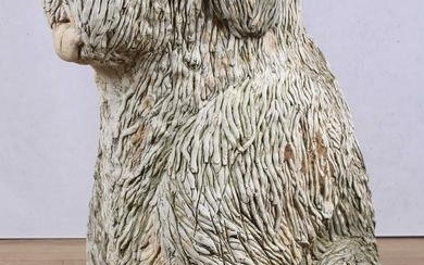 Figural Cast Stone Sheepdog Garden Figure