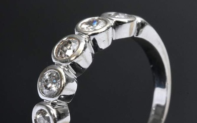 Fine white gold 750 ring with 5 old cut diamonds (total approx. 0.50ct/SI-P1/W-TCR), 4,3g, size 57
