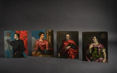 Four Flemish portraits of Roman emperors after Tizian