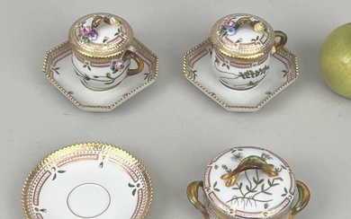 Four Pieces Flora Danica Porcelain