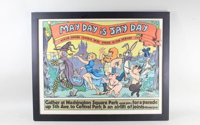 Framed May Day is Jay Day 1976 Bugs Bramley NYC Poster