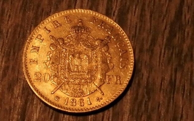 France - 20 Francs 1861-BB Napoleon III - Gold