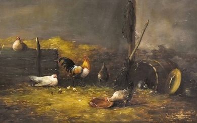 Frans van Leemputten (1850-1914) - Kippen in de stal