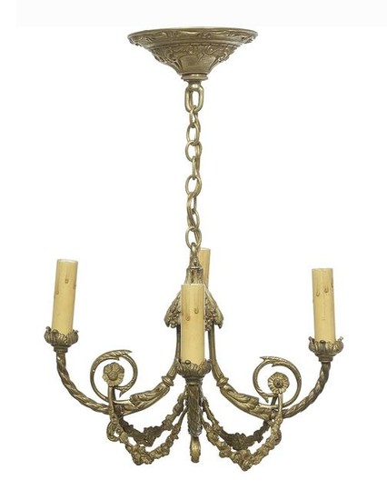 French Bronze Four-Light Chandelier