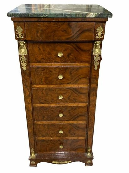 French Empire Seven Drawer Bronze Mounted and Marble