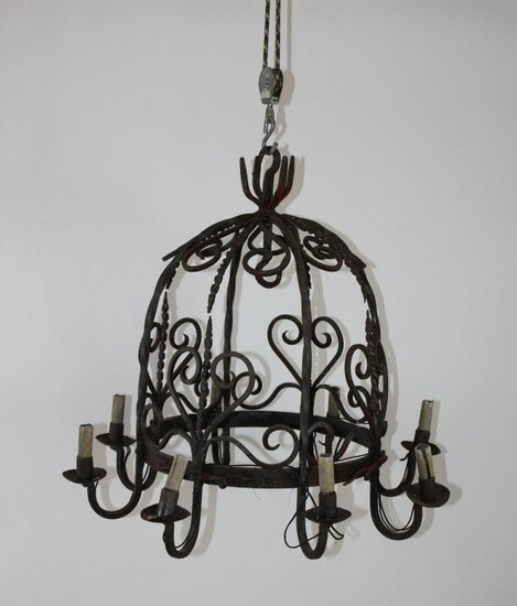 French iron dome top 8 arm chandelier