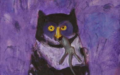 Fritz Scholder "Owl and Mouse" Acrylic On Canvas