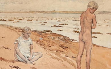 Fritz Syberg (b. Faaborg 1862, d. Kerteminde 1939) The artist's children on...