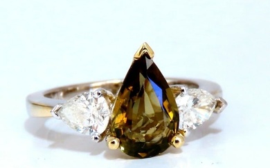 GIA Certified 2.04ct Natural No Heat Yellow Brown Sapphire Diamonds Ring 14kt