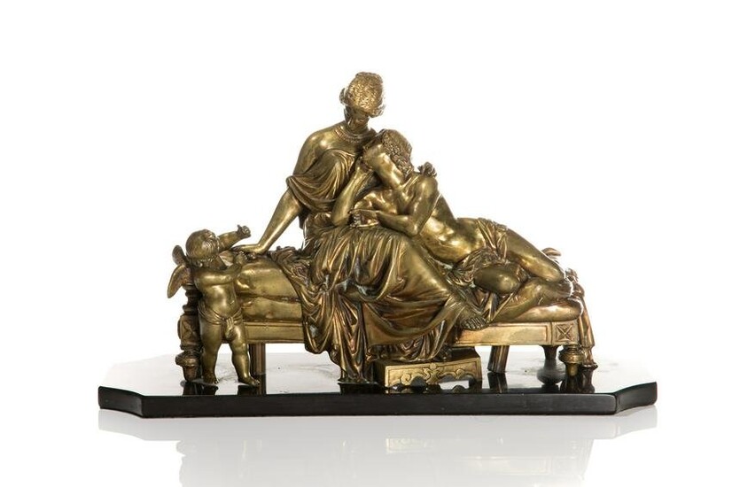 GILDED BRONZE FIGURAL GROUP