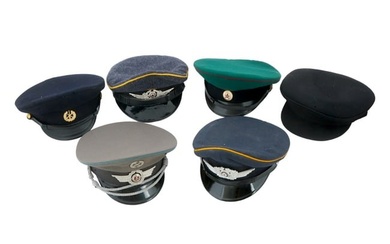 GROUP OF WWII TYPE ASSORTED MILITARY VISOR HATS