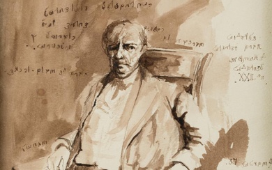 GUILLERMO DELGADO Madrid (1930) / (2011) "Portrait study of a seated man", 1973
