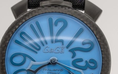 GaGà Milano - Mechanical Limited Edition Carbon Manuale 48MM BlueSwiss Made - 5021 - Unisex - BRAND NEW
