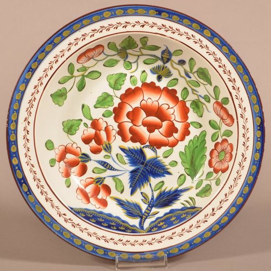 Gaudy Dutch China Carnation Pattern Soup Plate.