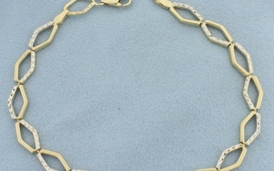 Geometric Diamond Cut Bracelet in 14k Yellow and White Gold