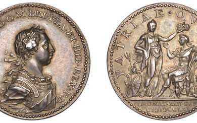 George III, Coronation, 1761, a silver medal by L. Natter, laureate bust...