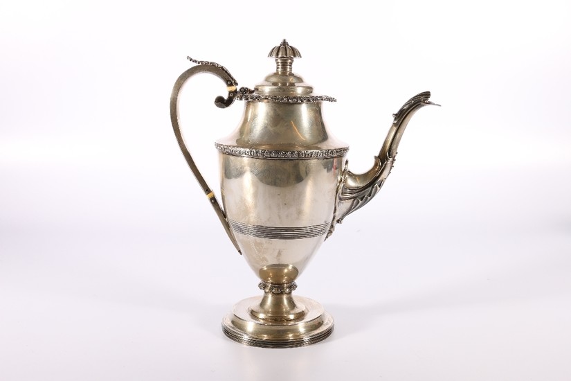 George III silver hot water pot, the base foot with mark pos...