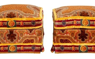 Gianni Versace Upholst. Knole Ottomans, Pair