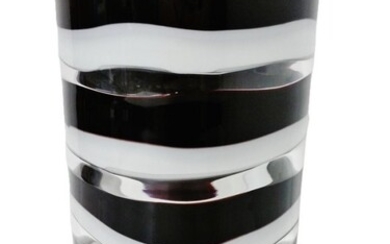 Gianni Versace Venini Murano Black White Art Glass Vase