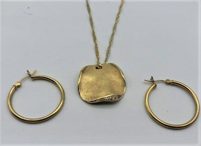 Gold Wash .925 Sterling Silver Necklace & Hoop Earrings